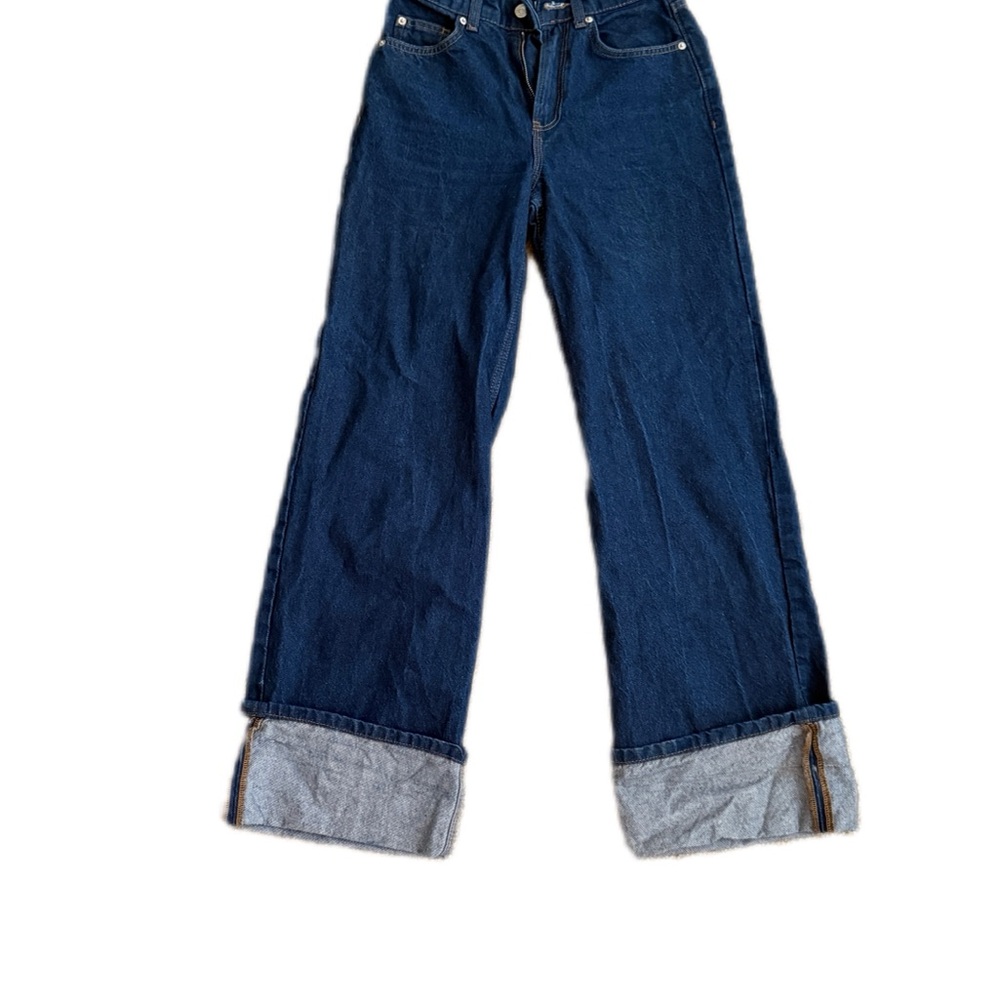 Wide Leg Dark Blue Cuffed Jeans Urban Outfitters Size 24 W
